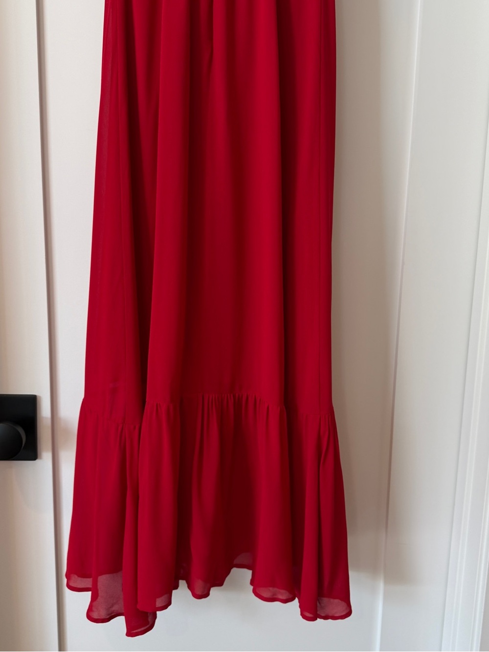 Reformation Raspberry Tie-Shoulder Ruffle-Hem Midi Dress - Picture 6 of 10
